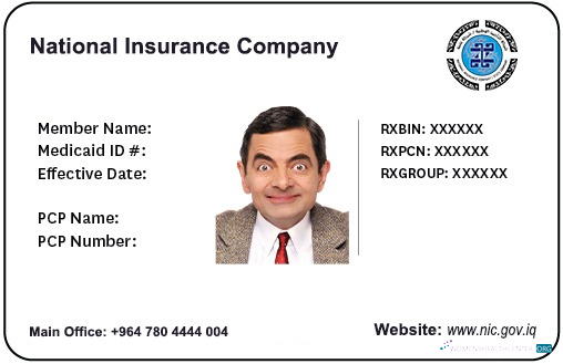 Download Iraq health insurance card Photoshop template
